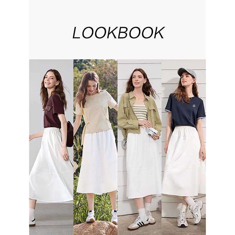 BETU Women's White Pleated A-Line Skirt