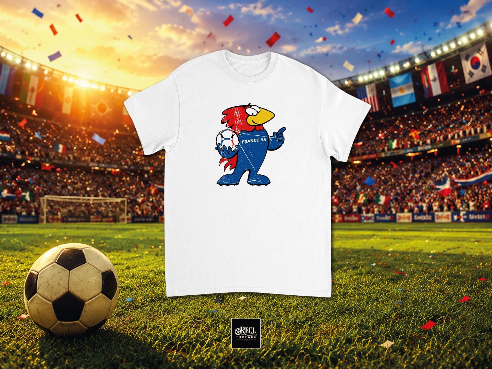 T shirt | Footix | France 98 World Cup | Football tee | France jersey | Vintage football tee | Retro shirt | Vintage tee | Zidane M