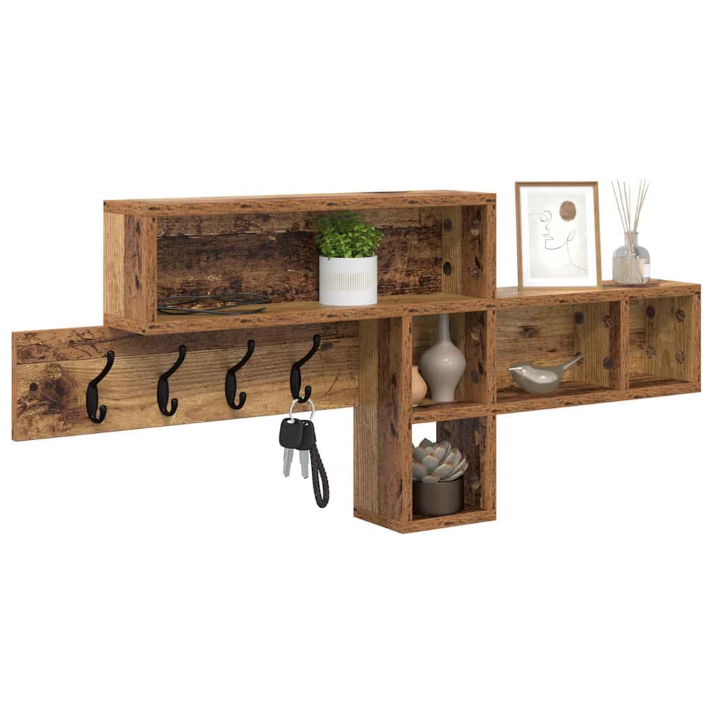 Wall Mounted Nightstand with Shelf Reclaimed Wood Look 100 x 12 x 43.5 cm