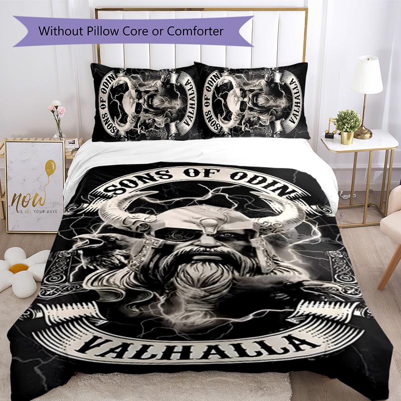 Nordische Mythologie 3-teiliges Bettwäsche-Set Bettbezug Verschluss Enthält 1 Bettbezug & 2 Kissenbezüge für Alle Jahreszeiten Schlafzimmer Zuhause Wohnheim Dekoration