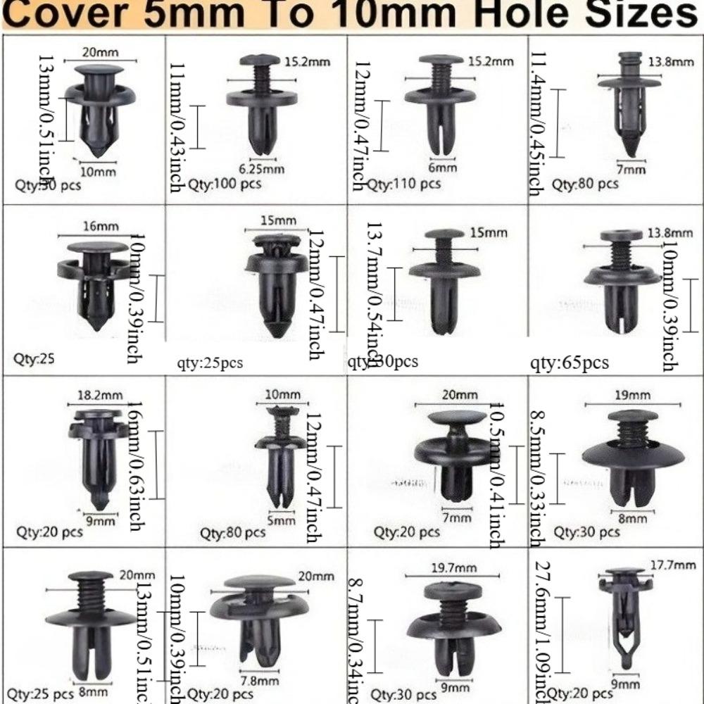 710 ks Krabicová sada autozapínadel - Univerzální plastové nýty, klipy do auta a držáky nárazníků pro opravu a upevnění vozidla