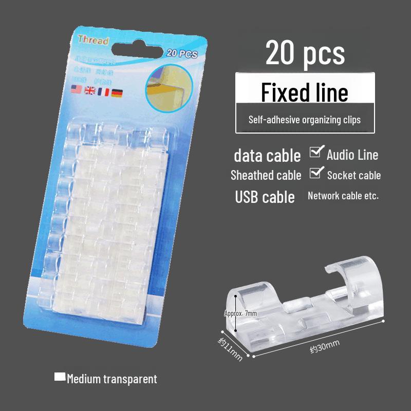20-Piece Self-Adhesive Cable Holders for Wire Management and Organization