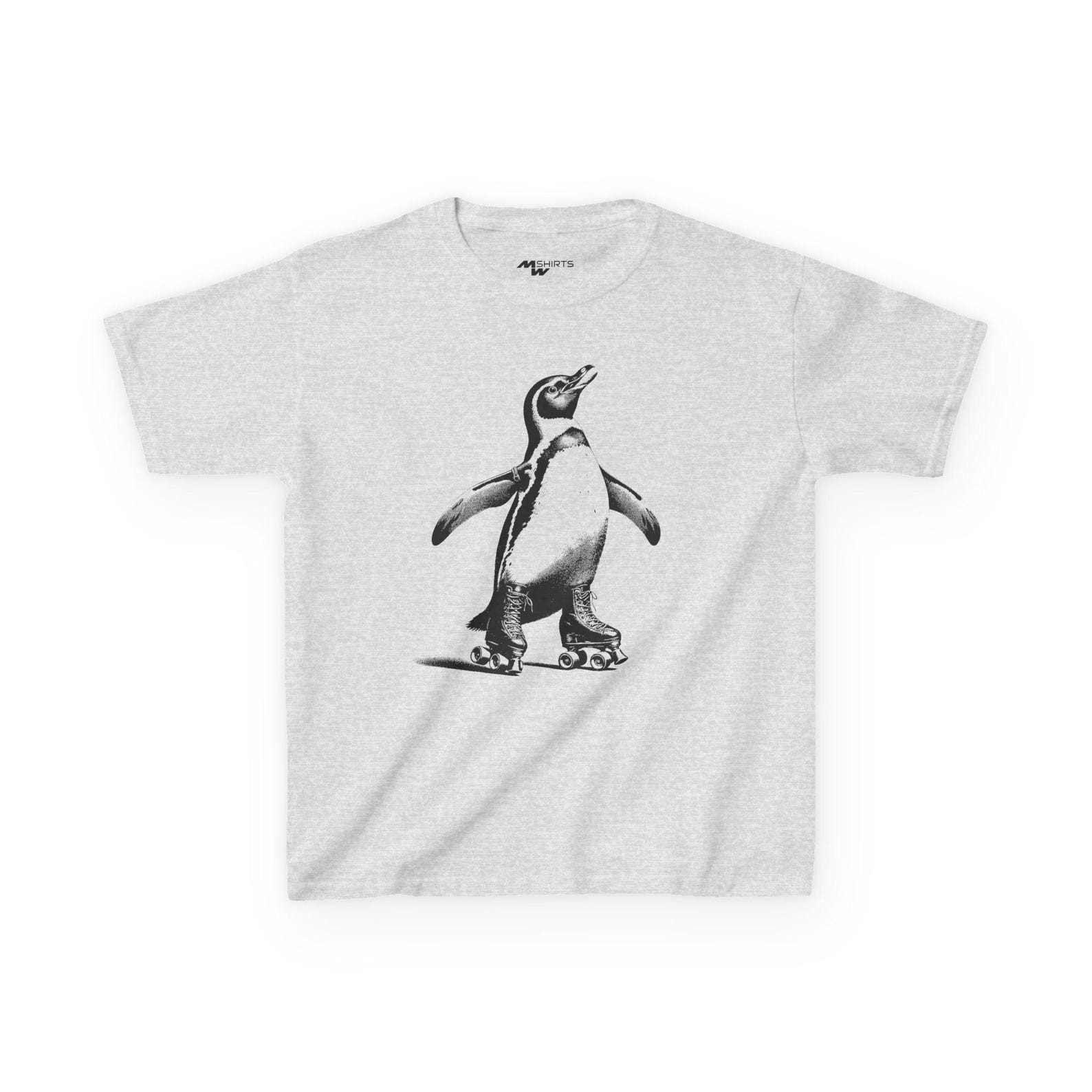 Penguin Roller Skating Kids T-Shirt: Whimsical Animal Tee M