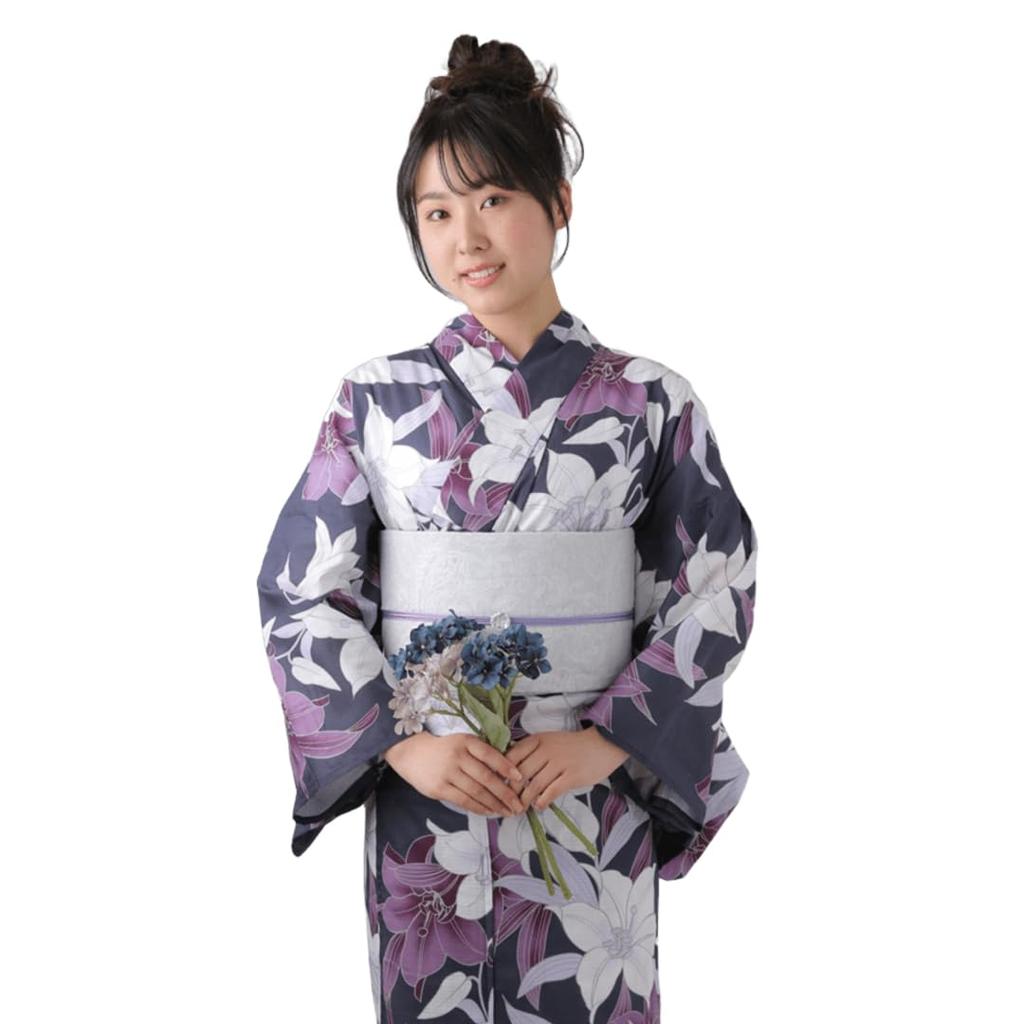 [Le coeur] Women's Yukata, Free Size, Beautiful White Lily