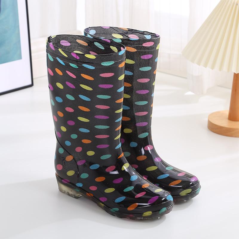 Medium tube fashion rain shoes women's non-slip velvet warm kitchen rain boots soft water shoes women's adult work rubber shoes overshoes