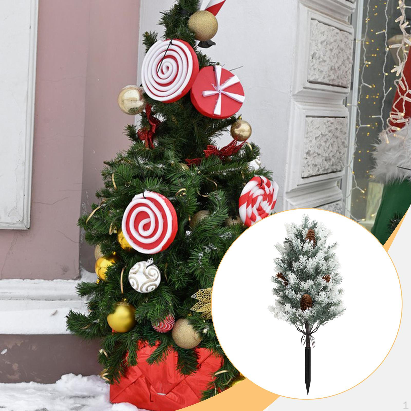 

Искусственная рождественская еловая ветка, зелень, кустарники с шишками, садовый колышек для крыльца белый