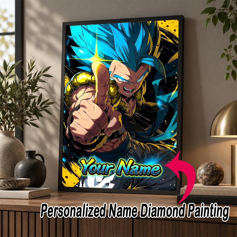 Personalized Gogeta Diamond Art Custom Name 5D Diamond Painting Full Drill DIY Craft