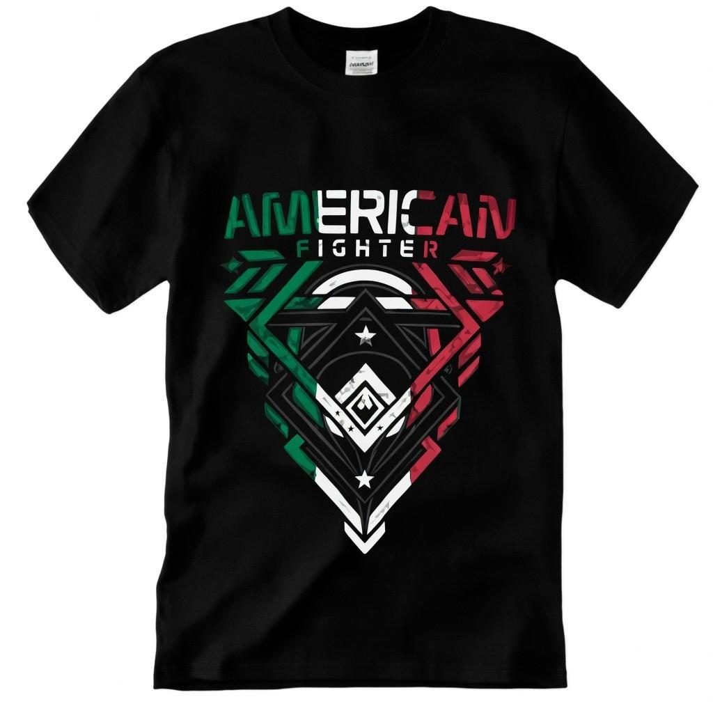 American Fighter Mexico Flag Graphic Single Sided MMA Gym Black T-Shirt Tee Unisex T-Shirt