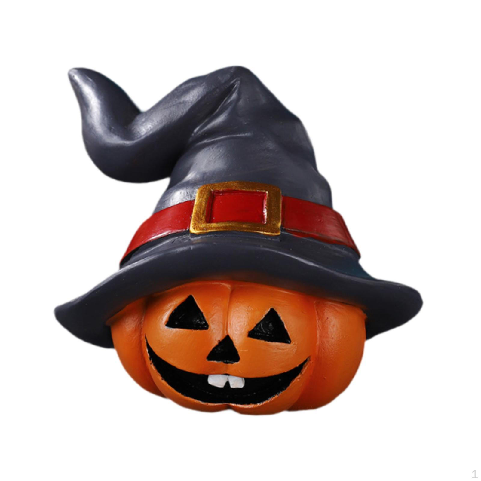 

Resin Sculpture Craft Halloween Pumpkin Decoration for Shelf Table Landscape Gray Left