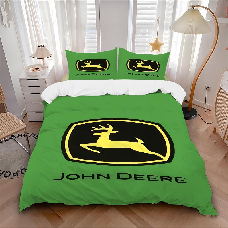 3Pcs John Deere Logo Bedding Sets For All Sizes New 3D Printed Bed Cover Comforter Duvet Cover Pillowcase Bedroom Decoration