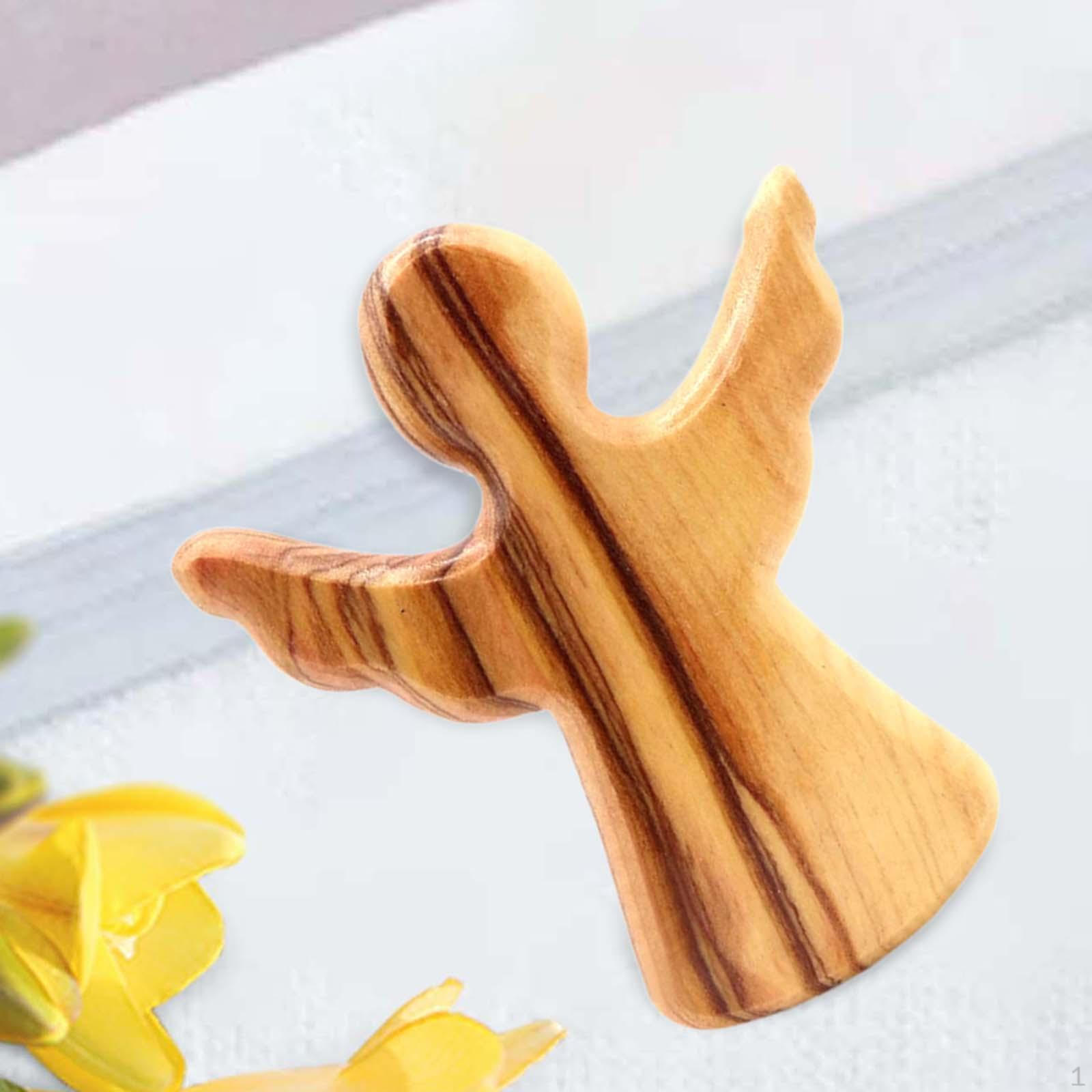 

Ручной крестик Ангел Карманный семейный орнамент Комфорт Религиозный подарок Христианский Святой Spread Wings Wood