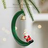 Christmas Pendant Moon Shape Design Christmas Elements Snowman Santa Claus Elk Hanging Pendant Holiday Atmosphere Ornament