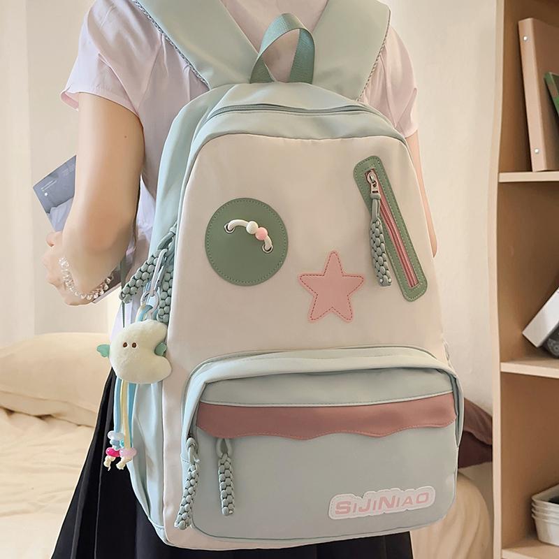 Color Block Student Schoolbag Large Capacity Backpack Women's Travel Backpack