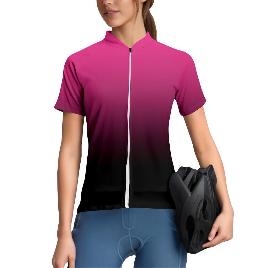 Women's Gradient Cycling Suit Short Sleeved Cycling Top With 3 Back Pockets, Breathable, Quick Drying, Moisture Wicking Reflective Strip For Cycling