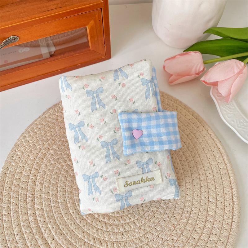 Sweet A6 Handmade Floral Print Jacket Book Cover Portable Ledger Notepad Diary Protective Case Book Storage Hanging Decoration