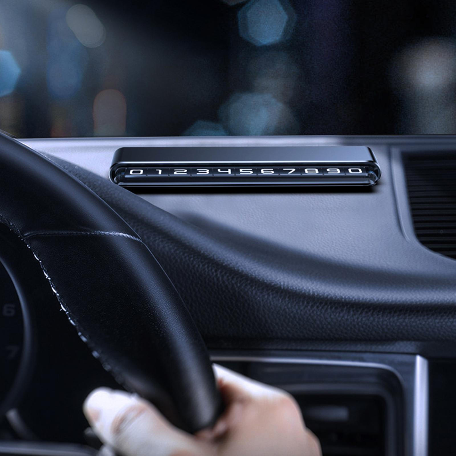 Car Phone Number Card Decoration for Dashboard Hidden Plate Double Number Gray