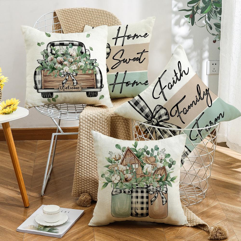 Spring Floral Print Pillowcase Family Bedroom Sofa Small Fresh Atmosphere Decorative Cushion Pillowcase