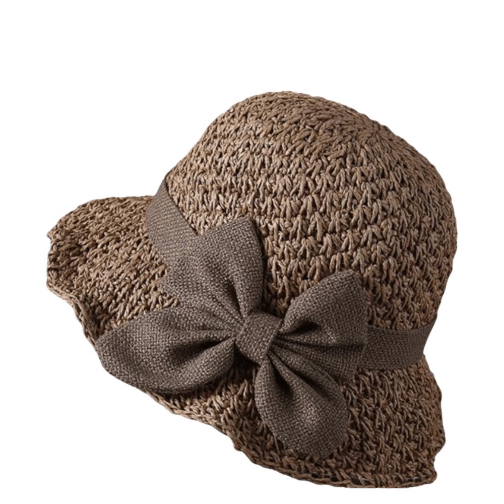 Fashion Wide Brim Beach Straw Hat Bowknot Sunscreen Sunshade Bucket Hat Foldable Lightweight Panama Hat Casual