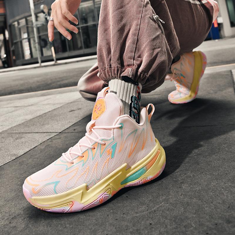 Basketball Shoes Couple Mesh High-top Sports Shoes Youth Sports Cement Ground Actual Combat Training Game Shoes Men