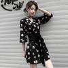 New Spring and Summer Women's Clothing Floral Dress Femininity Waist Thin Hepburn Style Small Black Dress