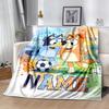 Bluey Soccer Adventure Customize Text Blanket Cozy Customizable Blanket Comfortable Great for Bedding Couch Sofa Office Chair Four Seasons Universal