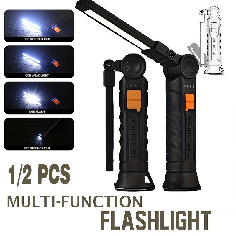 Rechargeable Portable Work Light w/360° Rotation,Magnetic Base,Hooks,IPX5,Adjustable Brightness,Camping,Fishing,Reading,Outdoor