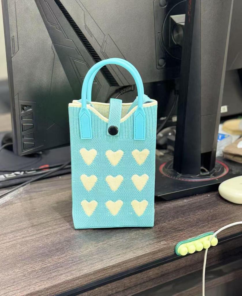 Korean Style Cute Heart Knitted Mini Crossbody & Shoulder Bag for Women