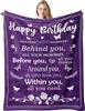 Birthday Gifts for Women/Men/Her/Him Friendship Blanket Purple Happy Birthday Decorations Women/Men Throw Blanket, Bday