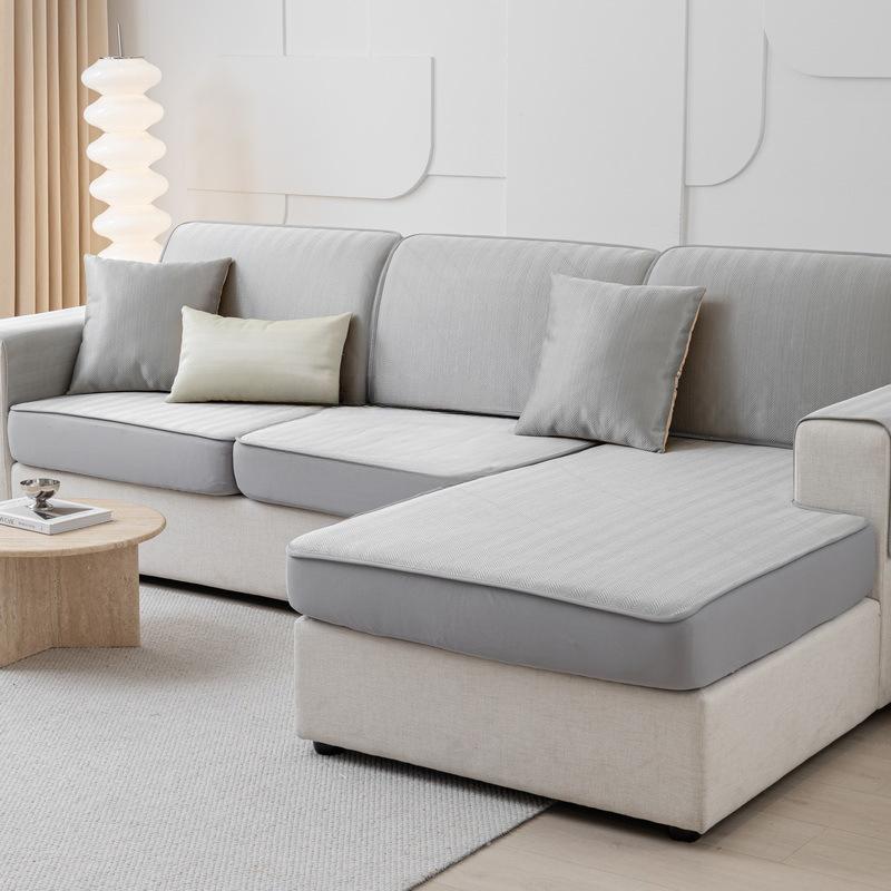 Summer Washable Ice Silk Sofa Cover All-Inclusive Modern Simple Herringbone Pattern Sofa Universal for Four Seasons