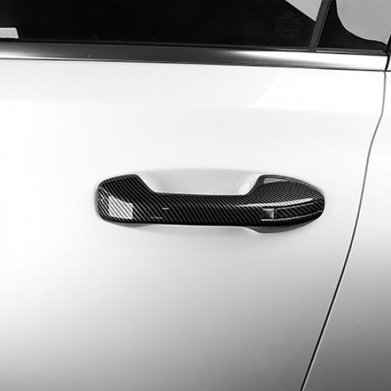 For Hyundai Palisade Manual Button Carbon Fiber ABS Outer Door Handle Cover Trim