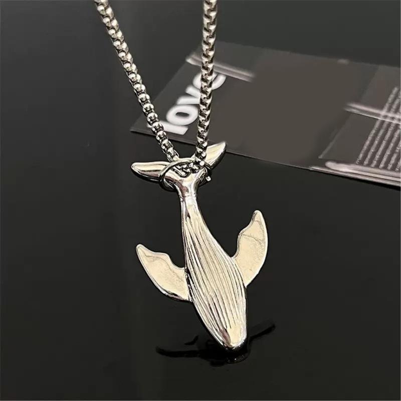 Whale Pendant Necklace Fashion Neck Jewelry Unique Sweater Chain for Couple Girl