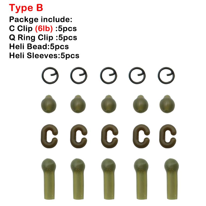 

5 комплектов аксессуаров для ловли карпа с зажимом C (3/6 фунта) Q кольцевой зажим Heli из бисера с рукавами карповая приставка для ловли карпа рыболовные снасти