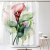 Watercolour Flower White Shower Curtain Simple Style 3D Plant Flowers Waterproof Polyester Bathroom Curtains Bath Screen Decor