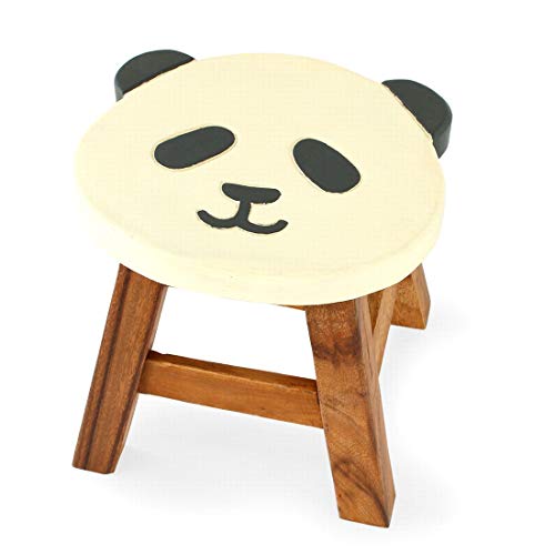 

Wooden round stool (panda pattern) for interior and natural furniture.