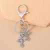 Sparking Crystal Rhinestones Cross Keychain Star Key Ring for Women Girls Handbag Pendant DIY Jewelry Accessories