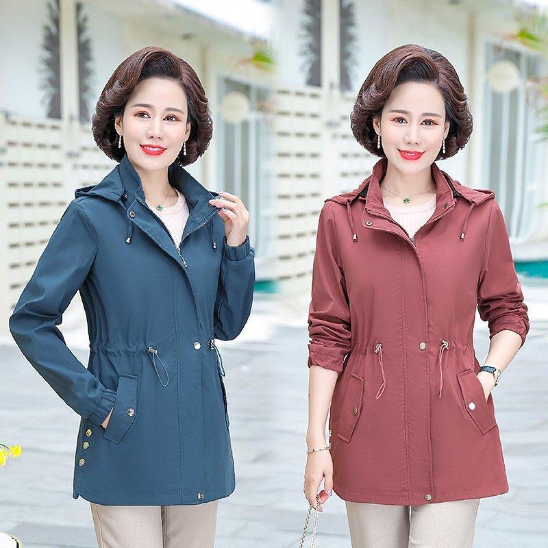 Spring Windbreaker Jacket Fashion Women's Plus Size Spring and Autumn Middle-aged Leisure Jacket Top