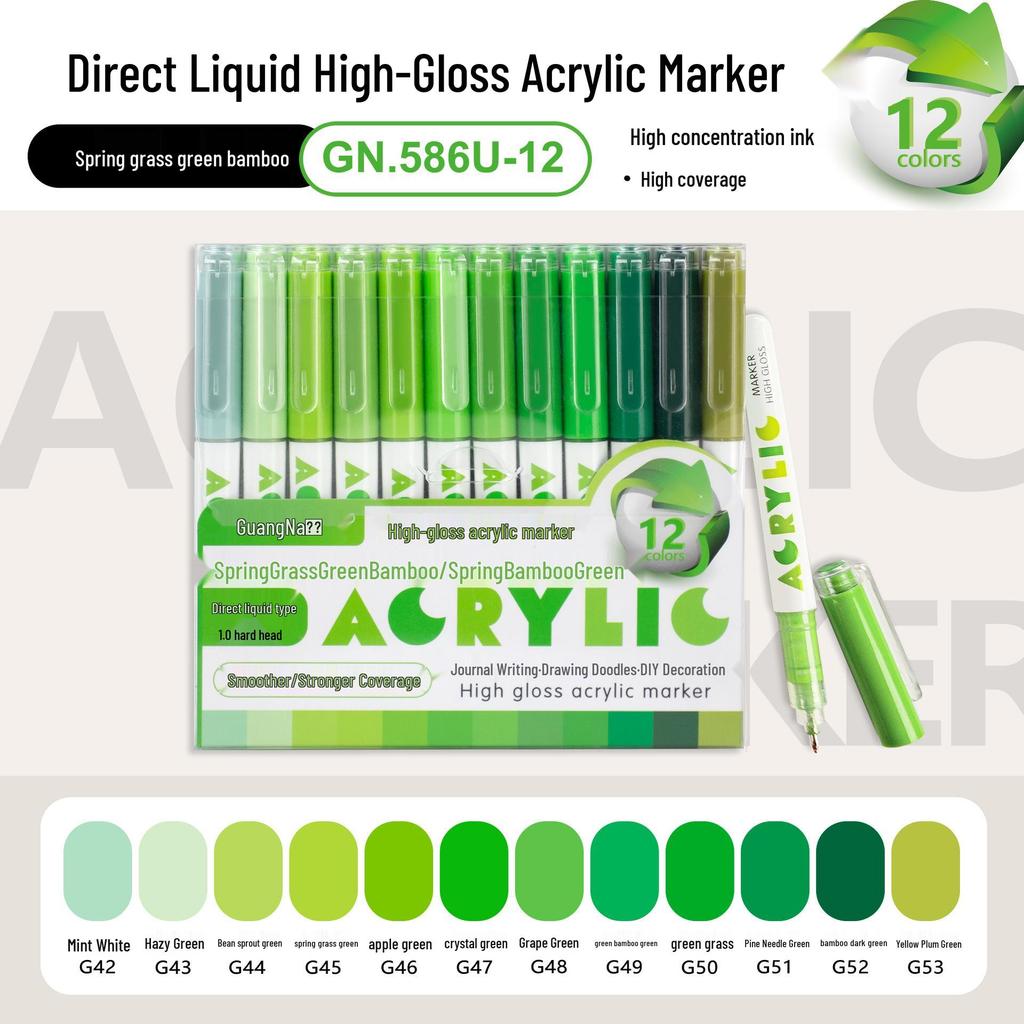 Wide Range 586 Liquid Ink Highlighter: 288-Color Acrylic Marker & Journal Pen with Large Capacity