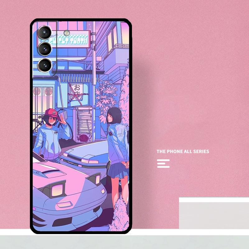 JDM Vaporwave Glitch Anime Phone Case For Samsung Galaxy S25 S26 Ultra S20 S21 S22 S23 S24 Plus S10 S25 FE Cover Coque