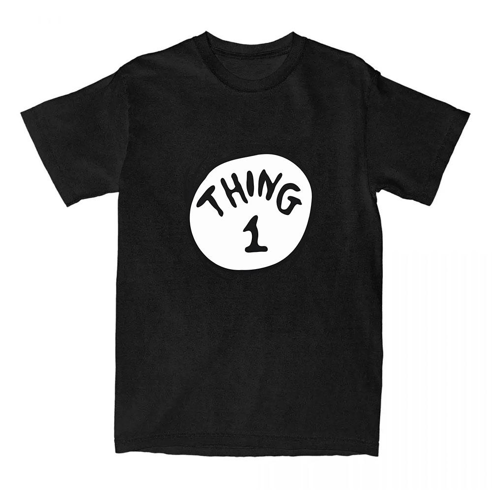 One Thing Two Thing Twins T-shirt Cat in The Hat Manga Printing Tshirts Unisex Streetwear Cotton Short Sleeve Loose Tees XS