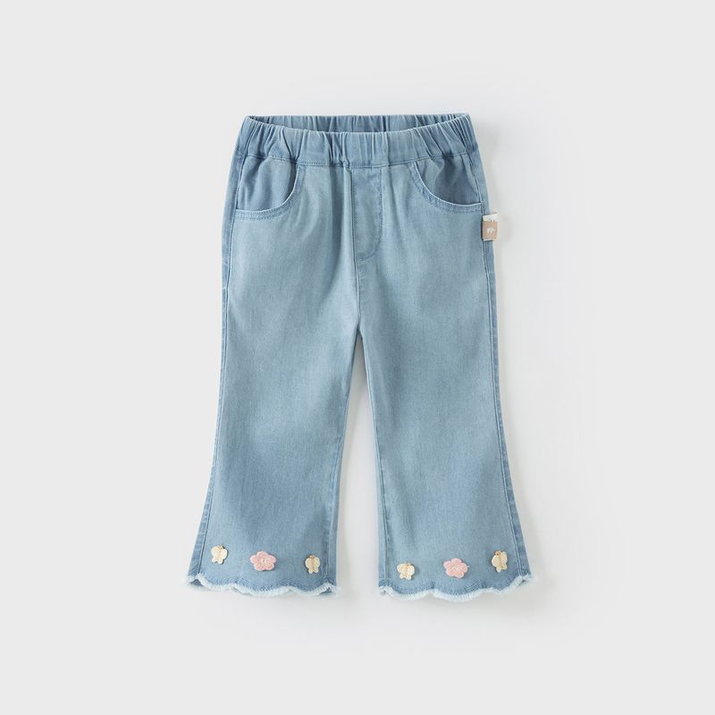 David Bella Children s Jeans Spring Girls  Flared Pants New Style Cropped Pants Baby Flared Pants Summer Pants Denim Blue - in Stock 140