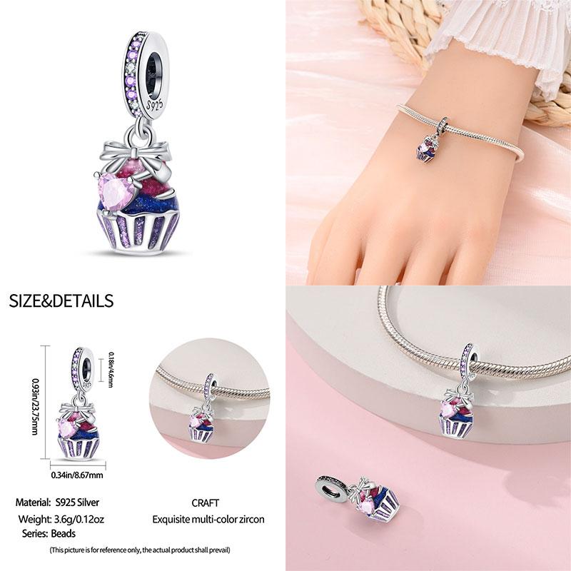 Fit Originalbracelet Cute Cake Beaded Afternoon Tea-Heart Shaped Donut Charms Diy Jewelry Making Women Giftcopper