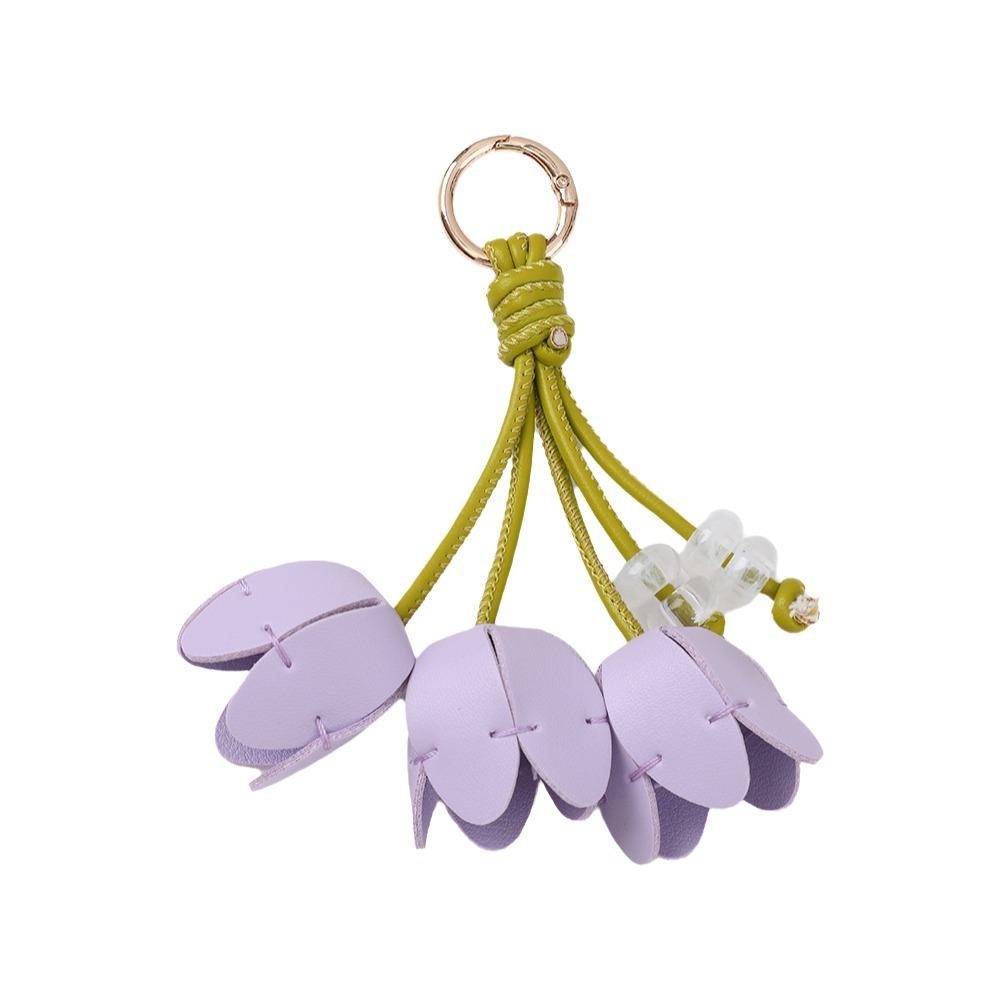Tulip Shape Bag Charm Gold Tone Decorative Charm Elegant Keychain Pendant Gift Accessory