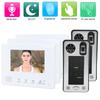 2-Wire Video Intercom 7in 3 Monitors 2 Cameras Fingerprint Password IC Card Night Vision Doorbell