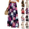 Women's Casual Fashion Halloween Print Elastic Waist Drawstring Pockets Wide Leg Straight Trousers