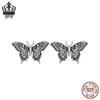 S925 Sterling Silver Butterfly Rose Earrings & Ring Set - Open Ring Design for Women