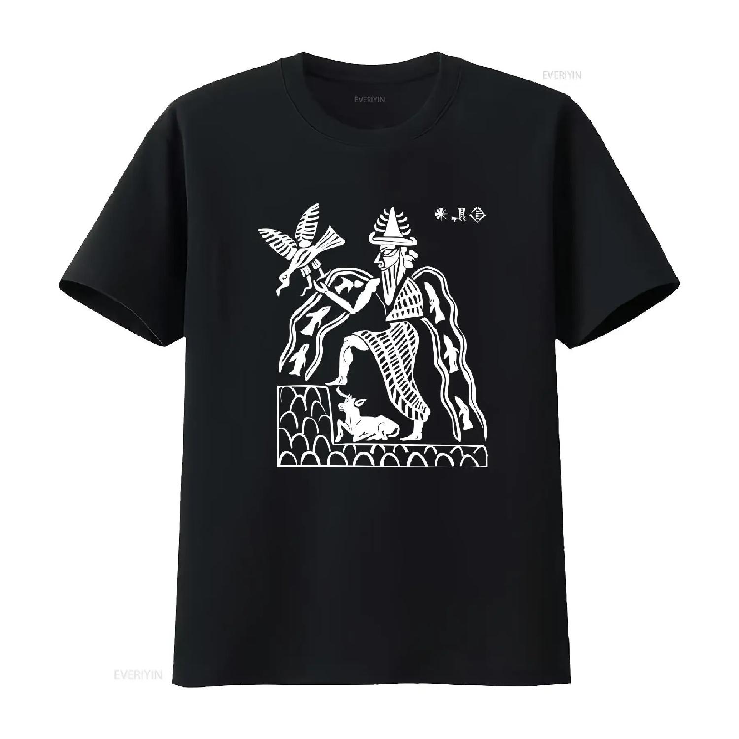Enki Sumerian God T Shirt  vintage Washed Breathable homme designer clothes Comfortable Top For Everyday Wear Slightly Soft XXXXXL разноцветный