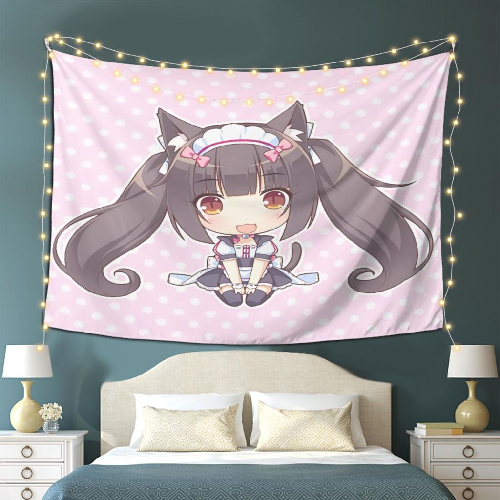 Cat Girl Amusement Park Nekopara Chocolate Chocola Tapestry Japanese Anime Cat Girl Maid Printed Anime Style