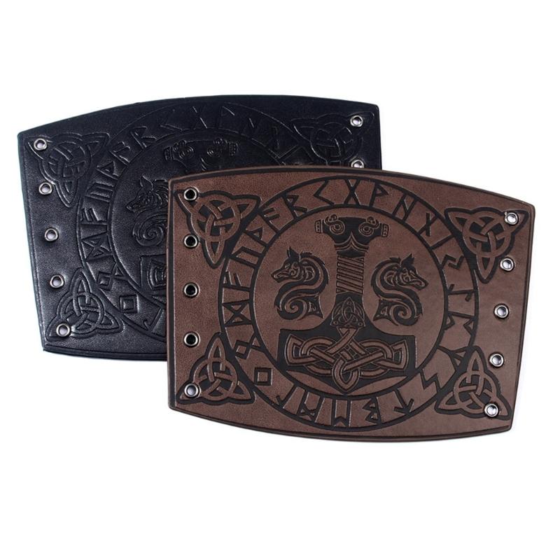 Medieval Armor Men Cosplay Arm Warmers Lace-up Viking Pirate Knight Gauntlet Wristband Bracer Steampunk Accessories