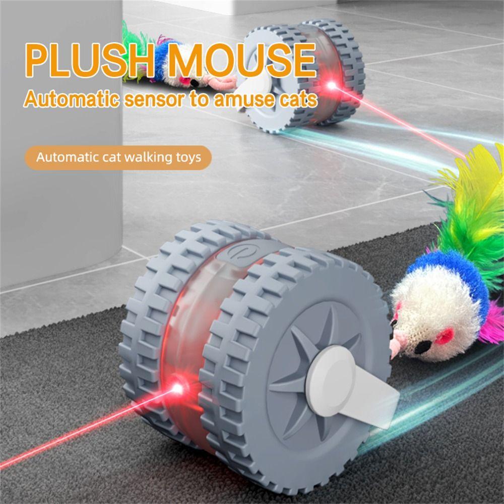 Electronic Infrared Laser Teaser With Mouse Tail Interactive Cat Teaser Ball  Self Entertaining