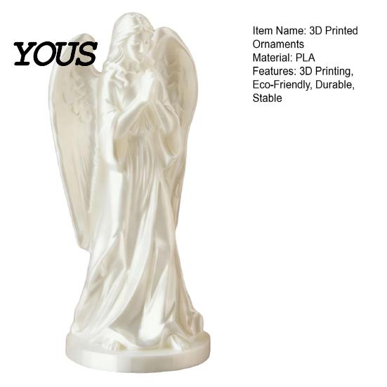 Office Table Decor 3D Printed Angel Figurine Statue, Vintage Desk Ornament with Flowing Robe & Desktop Wing, Matte Finish Art Sculpture for